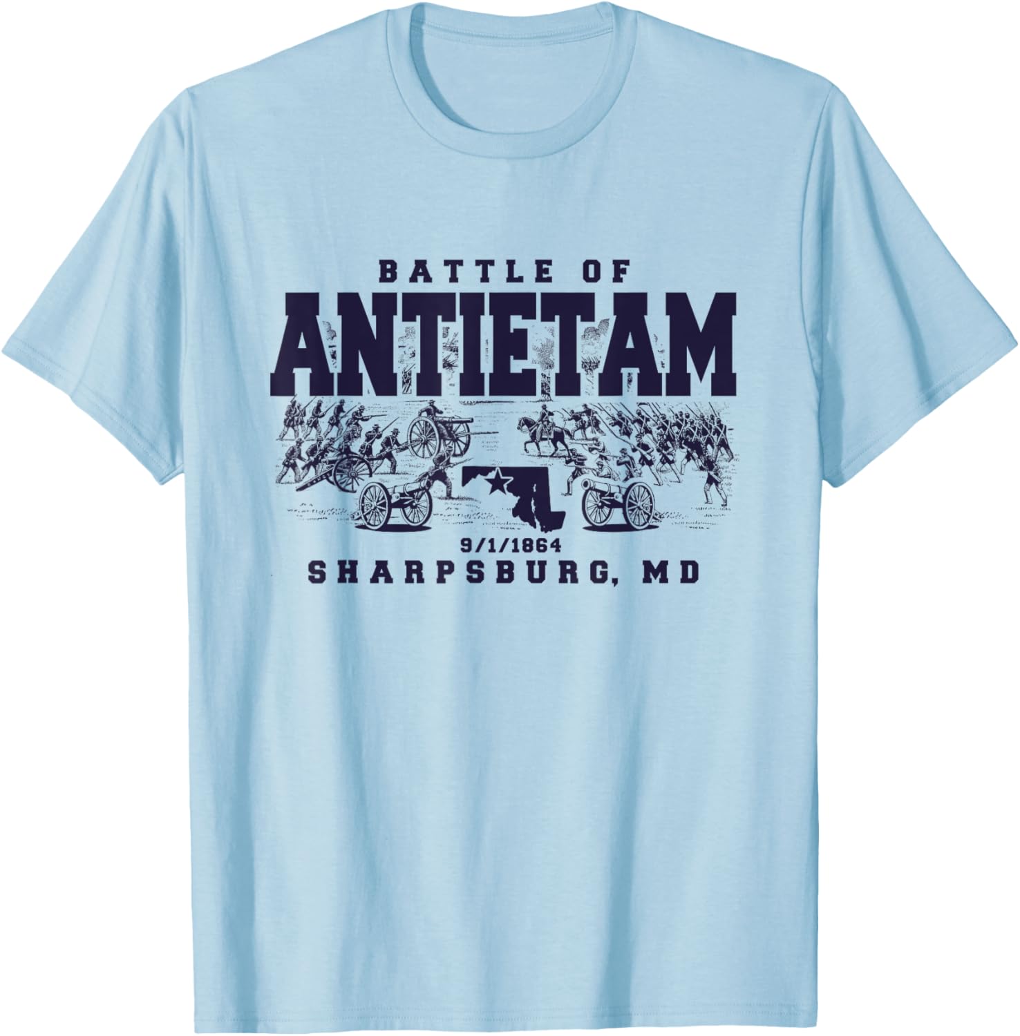 Civil War History The Battle Of Antietam Sharpsburg MD 1864 T-Shirt - T-Shirt | Light Blue