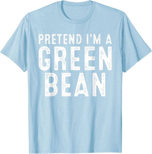 Pretend I'm A Green Bean Family Lazy Easy Halloween Costume T-Shirt - T-Shirt | Light Blue