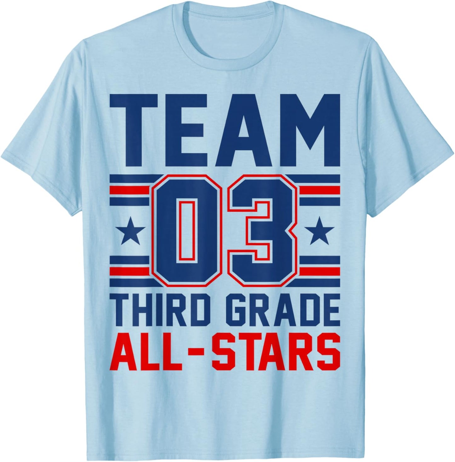 Kids Sports 03 Team Third Grade 3rd Grade All Stars Jersey T-Shirt - T-Shirt | Light Blue