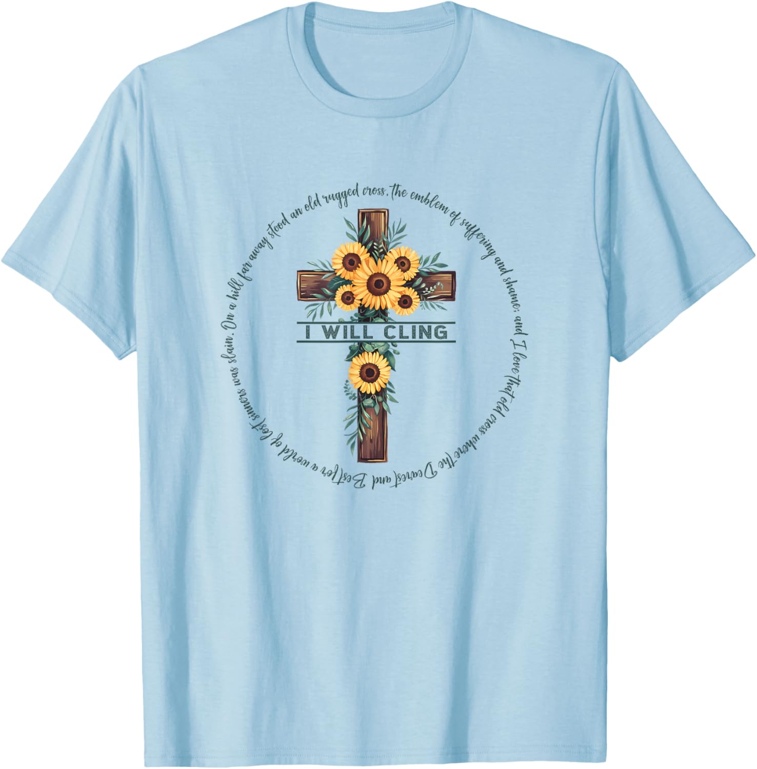 The Old Rugged Cross Christian Gift T-Shirt - T-Shirt | Light Blue