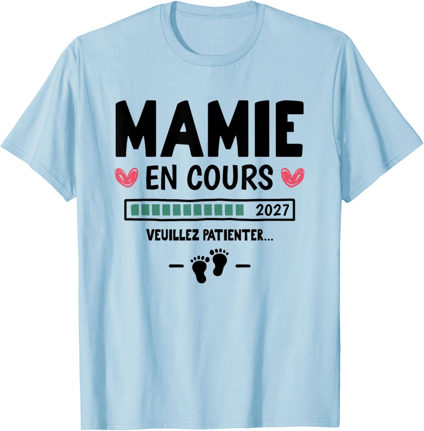 Annonce Grossesse Futur Grand Parent - Mamie en Cours 2027 T-Shirt - T-Shirt | Light Blue