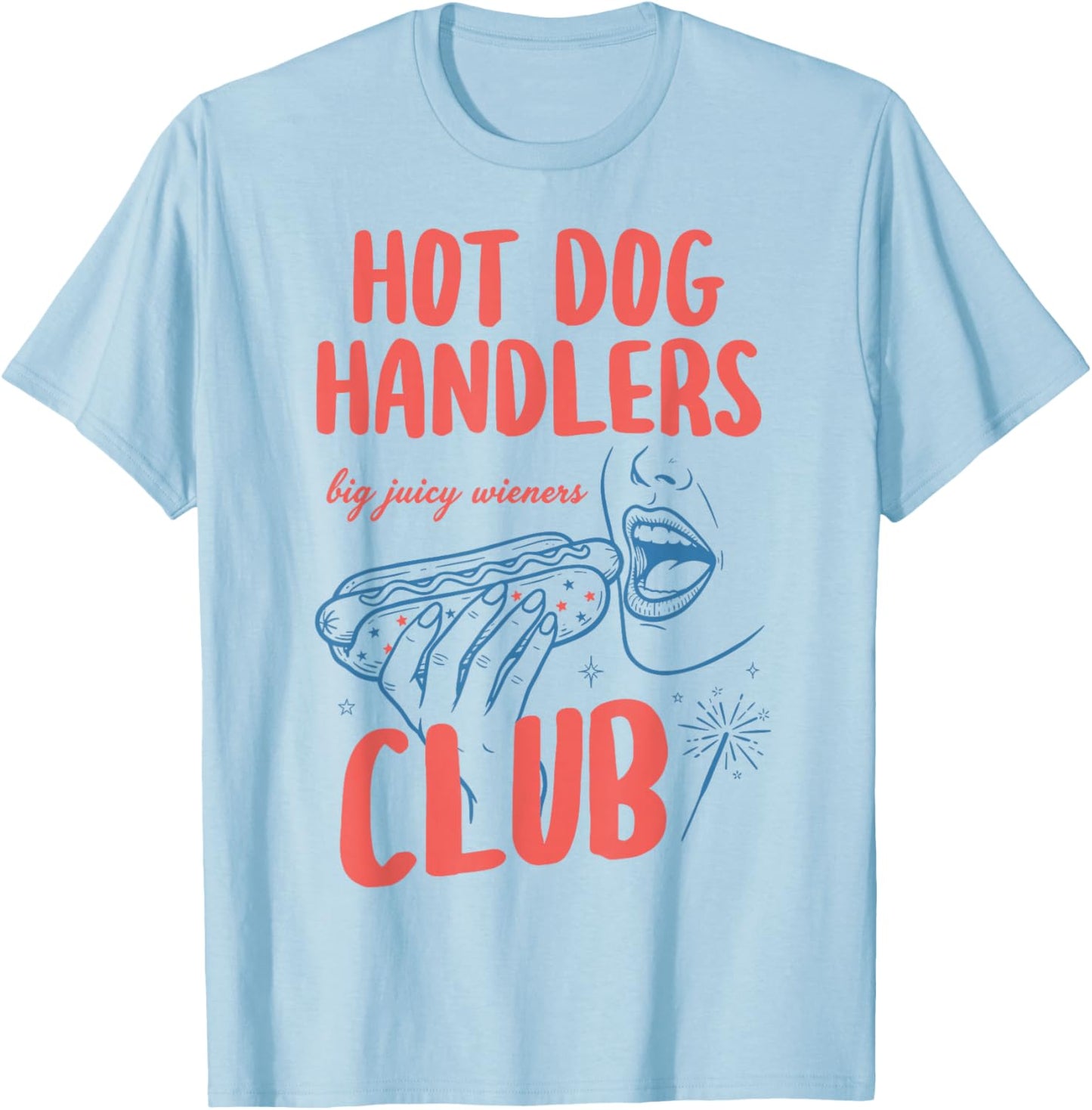 Retro Bun Destroyer Hot Dog Handlers Club 4th of July Couple T-Shirt - T-Shirt | Light Blue