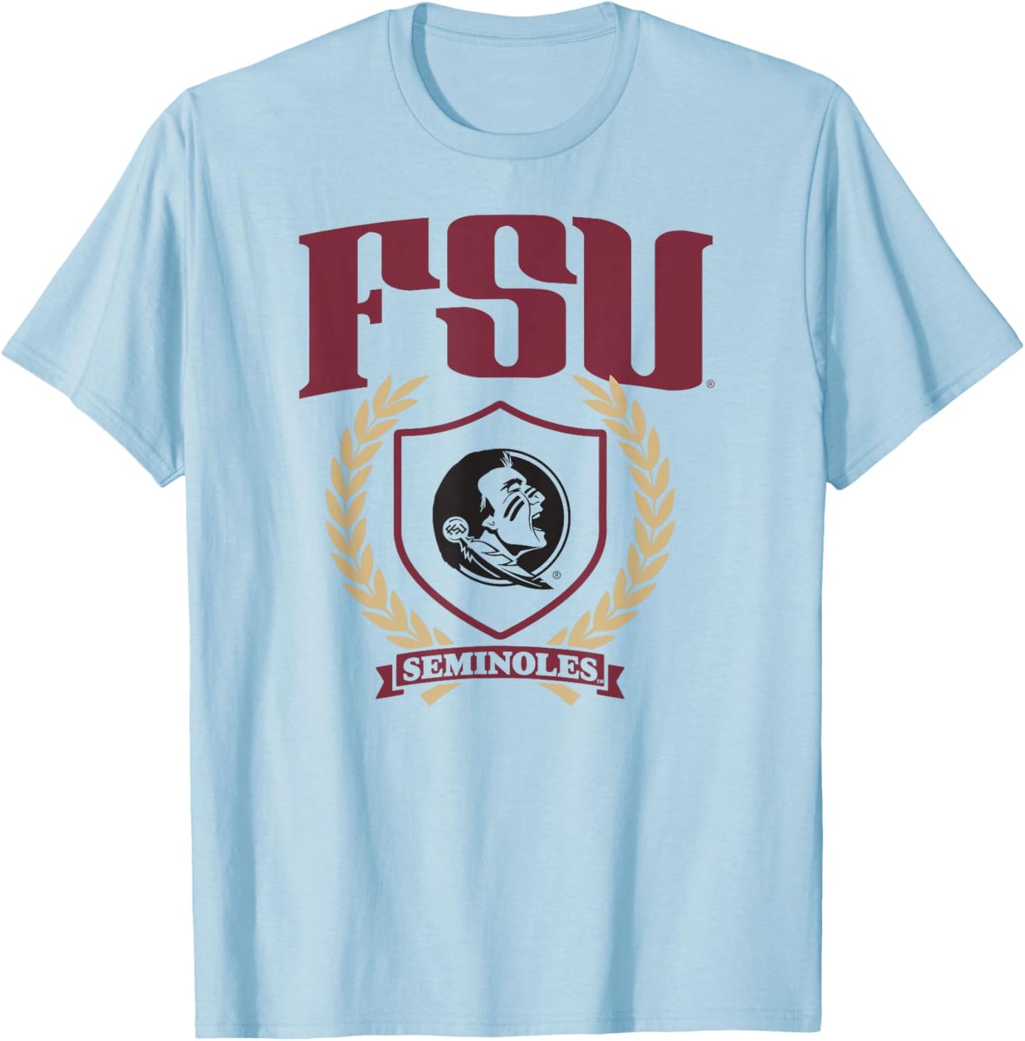 Florida State Seminoles Laurel Banner Officially Licensed T-Shirt - T-Shirt | Light Blue