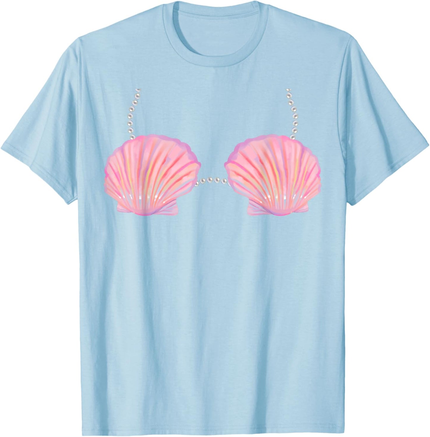 Mermaid Bra Lazy Halloween Costume T-Shirt - T-Shirt | Light Blue