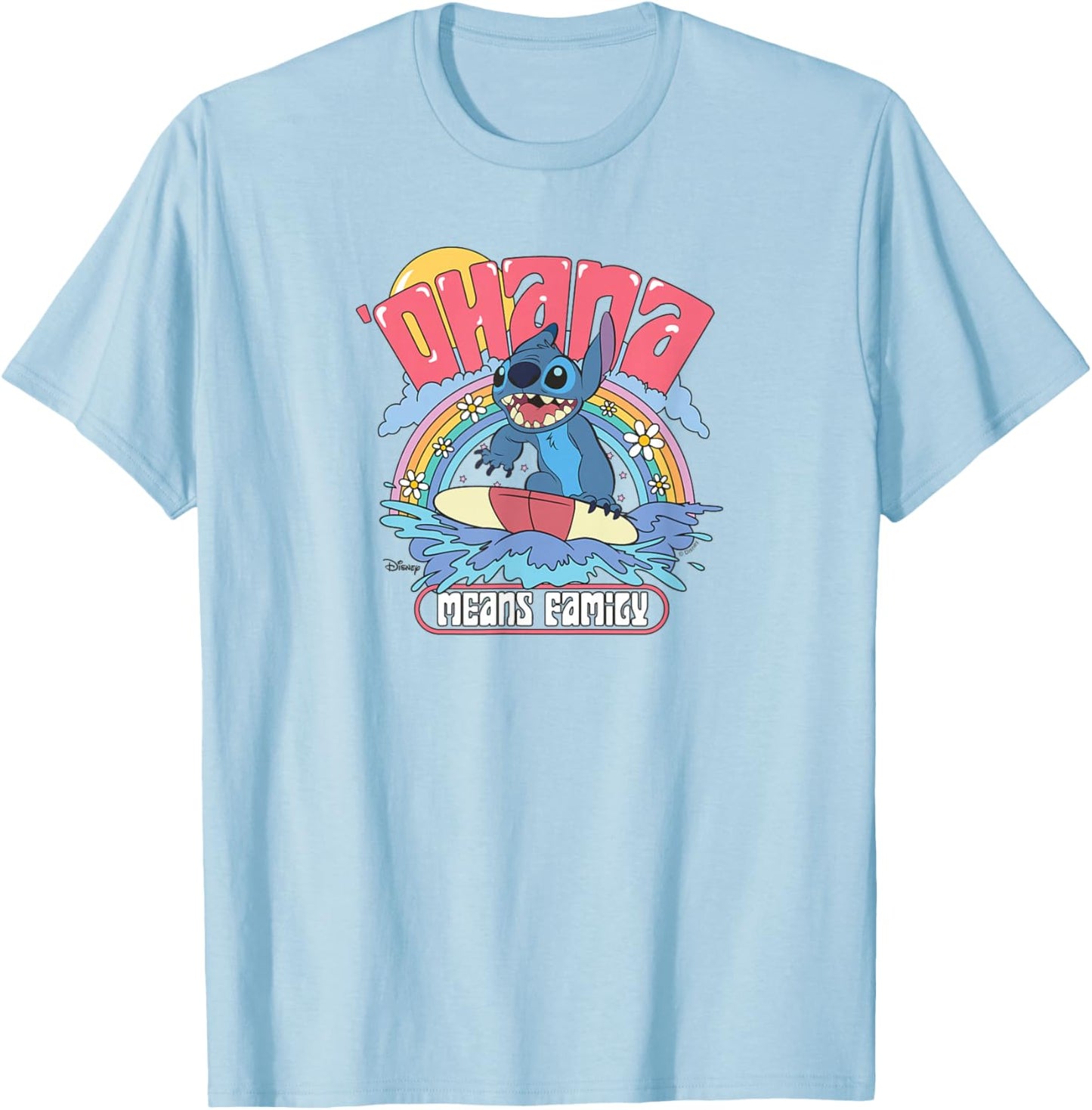 Lilo & Stitch - Ohana Means Family - Surf T-Shirt - T-Shirt | Light Blue