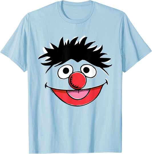 Sesame Street Ernie Retro Sketch Face Halloween Costume T-Shirt - T-Shirt | Light Blue