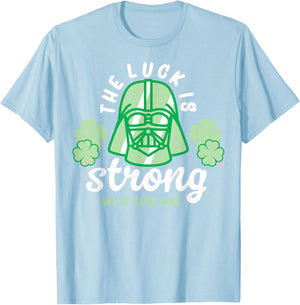 Star Wars St. Patrick's Day The Luck Is Strong Darth Vader T-Shirt - T-Shirt | Light Blue