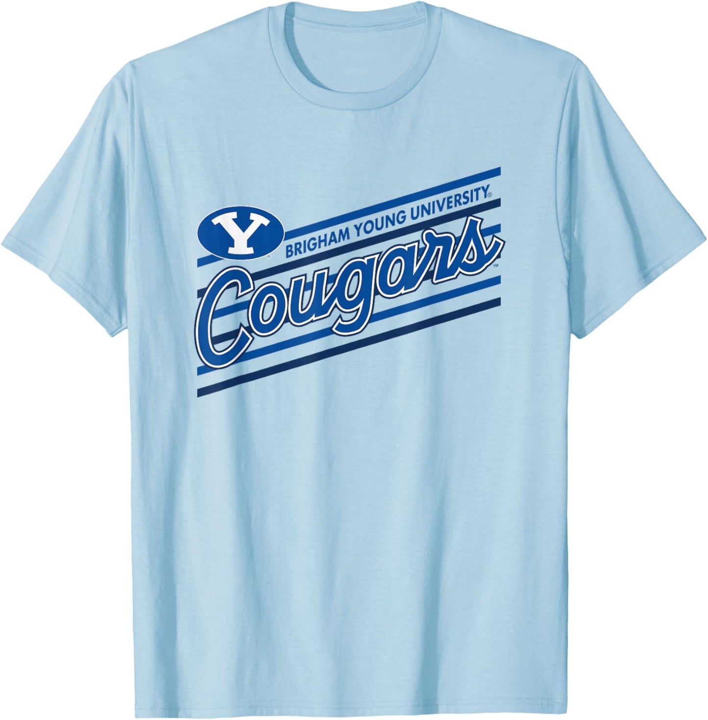 BYU Cougars Retro Performer White Officially Licensed T-Shirt - T-Shirt | Light Blue
