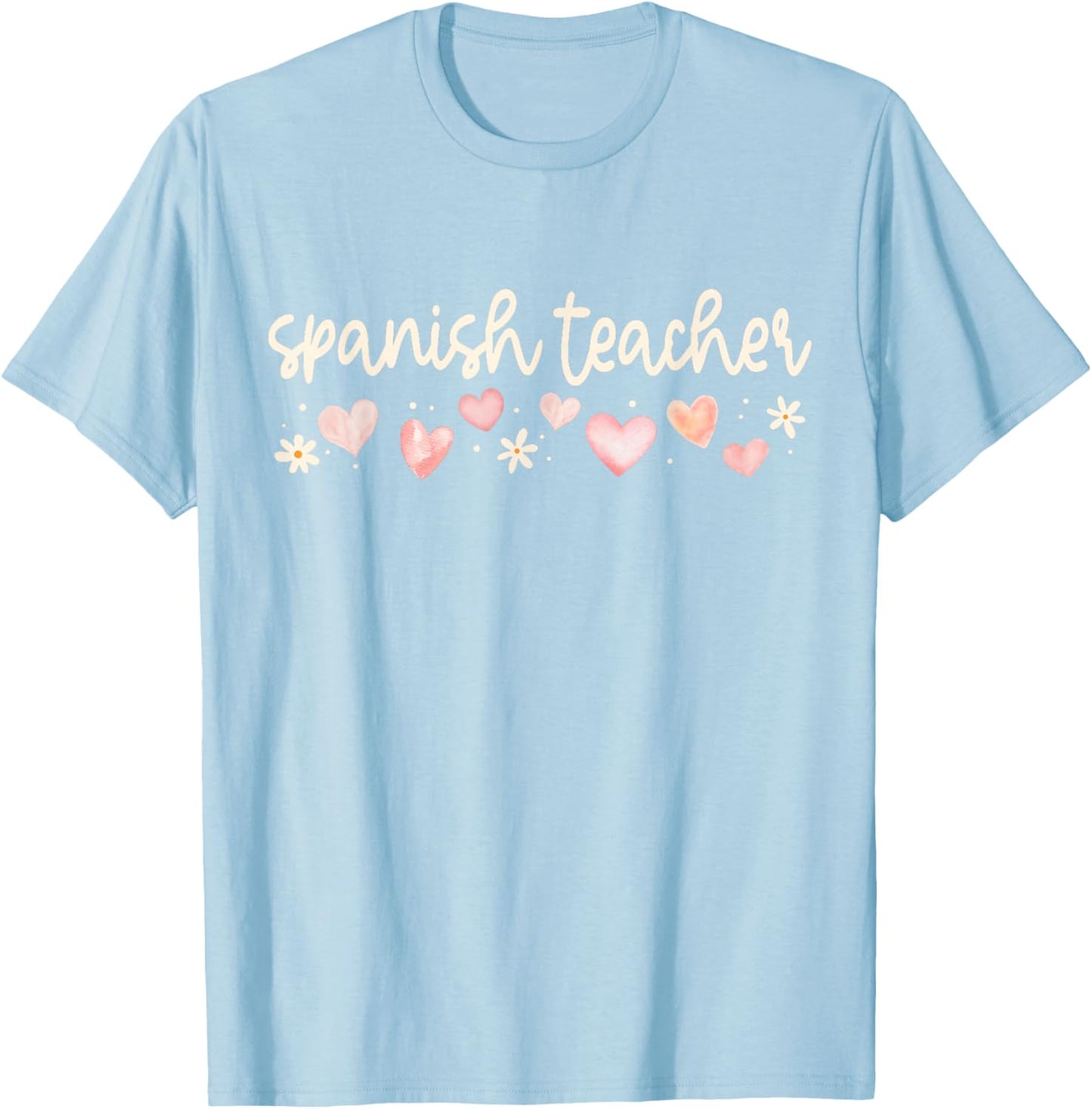 Spanish Teacher Valentines Day Bilingual Maestra Daisy Heart T-Shirt - T-Shirt | Light Blue