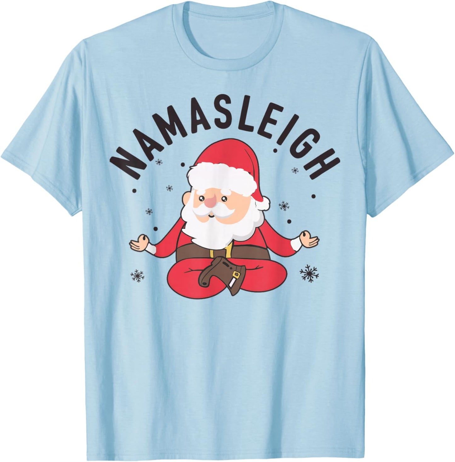 Santa Namasleigh Funny Santa Namaste Christmas Santa Yoga T-Shirt - T-Shirt | Light Blue
