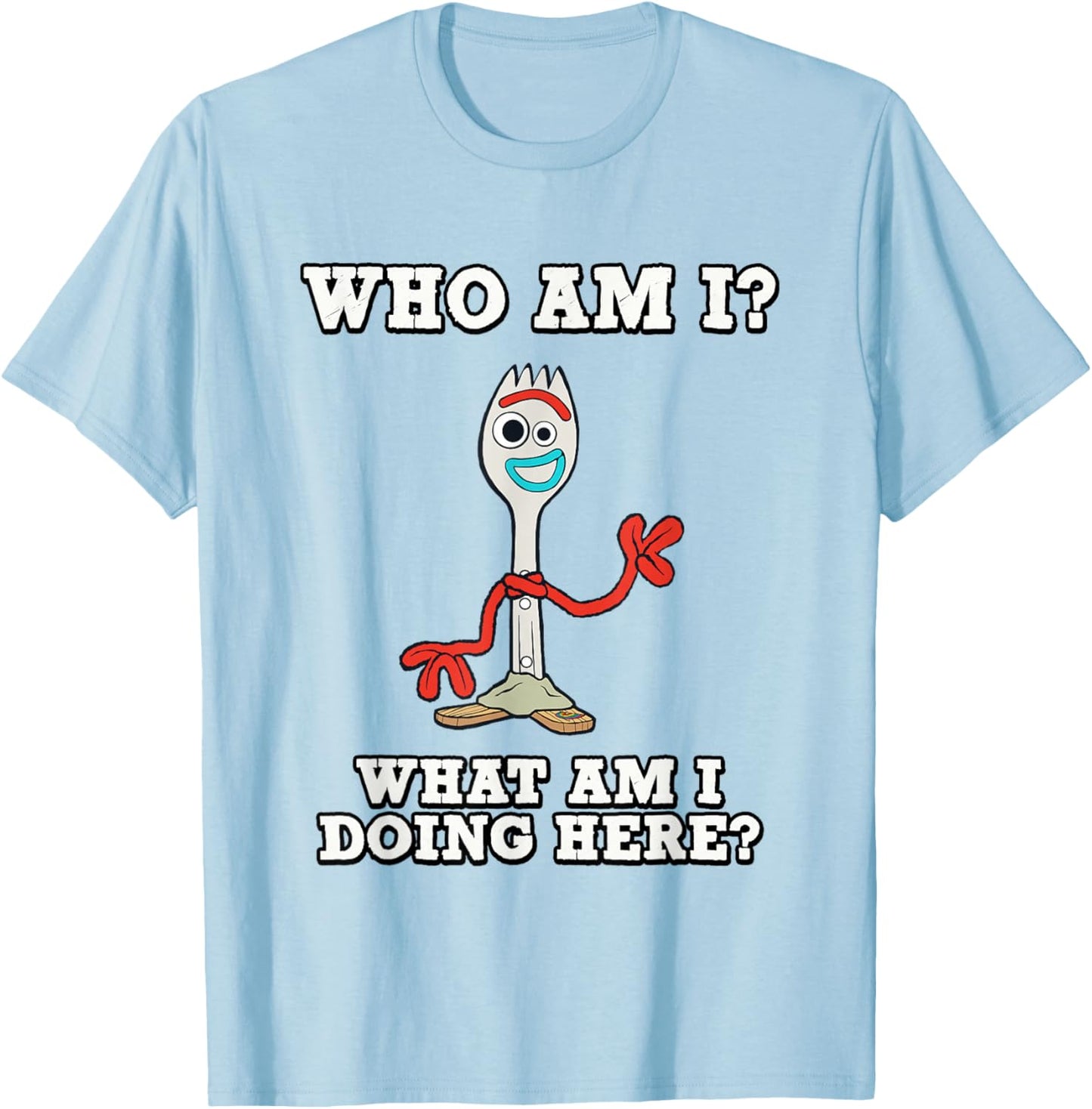 Disney Pixar Toy Story 4 Who Am I? Forky Portrait T-Shirt - T-Shirt | Light Blue