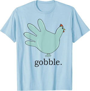 Turkey Gobble Glove Thanksgivin Nurse Medical Thankful Nurse T-Shirt - T-Shirt | Light Blue