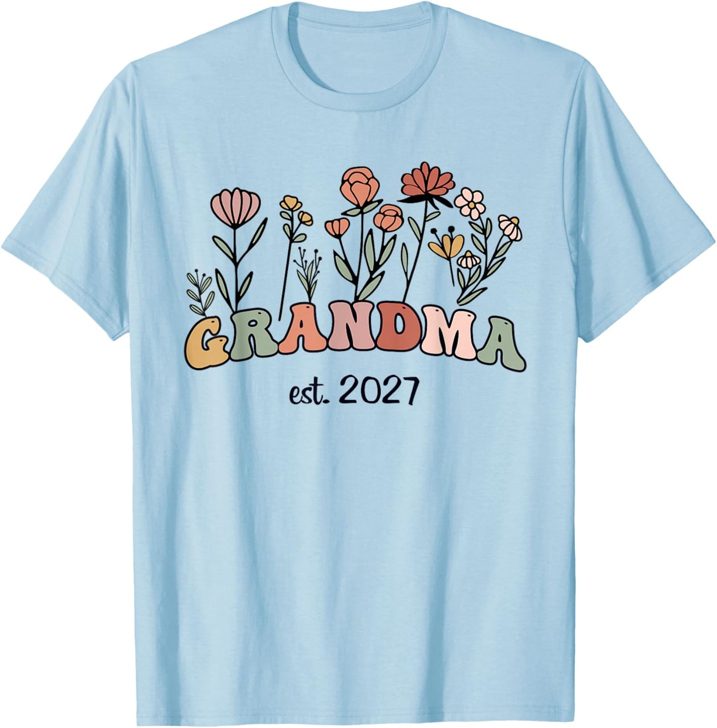 Promoted to Grandma Est 2027 New Grandma Women Grandmother T-Shirt - T-Shirt | Light Blue