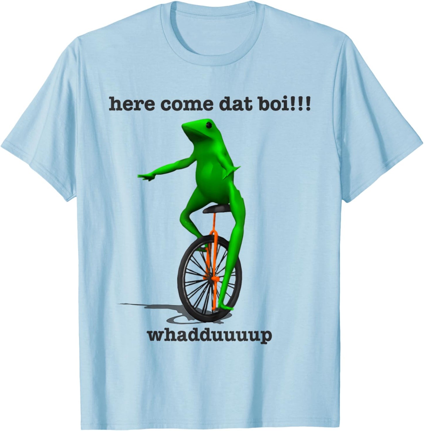 Dat Boi Waddup Meme Reset Funny Frog Riding Unicycle T-Shirt - T-Shirt | Light Blue