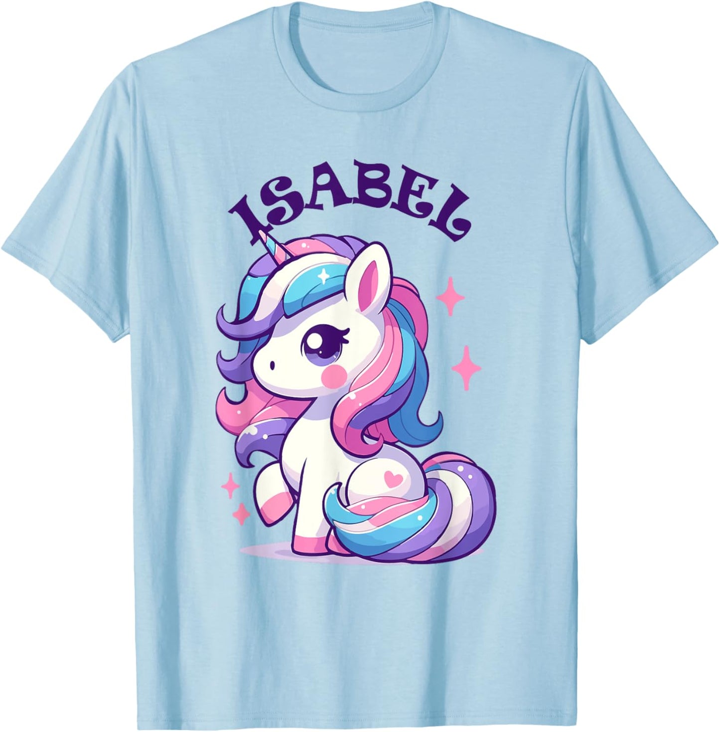 Isabel Cute Unicorn Design for Girls Name Isabel T-Shirt - T-Shirt | Light Blue