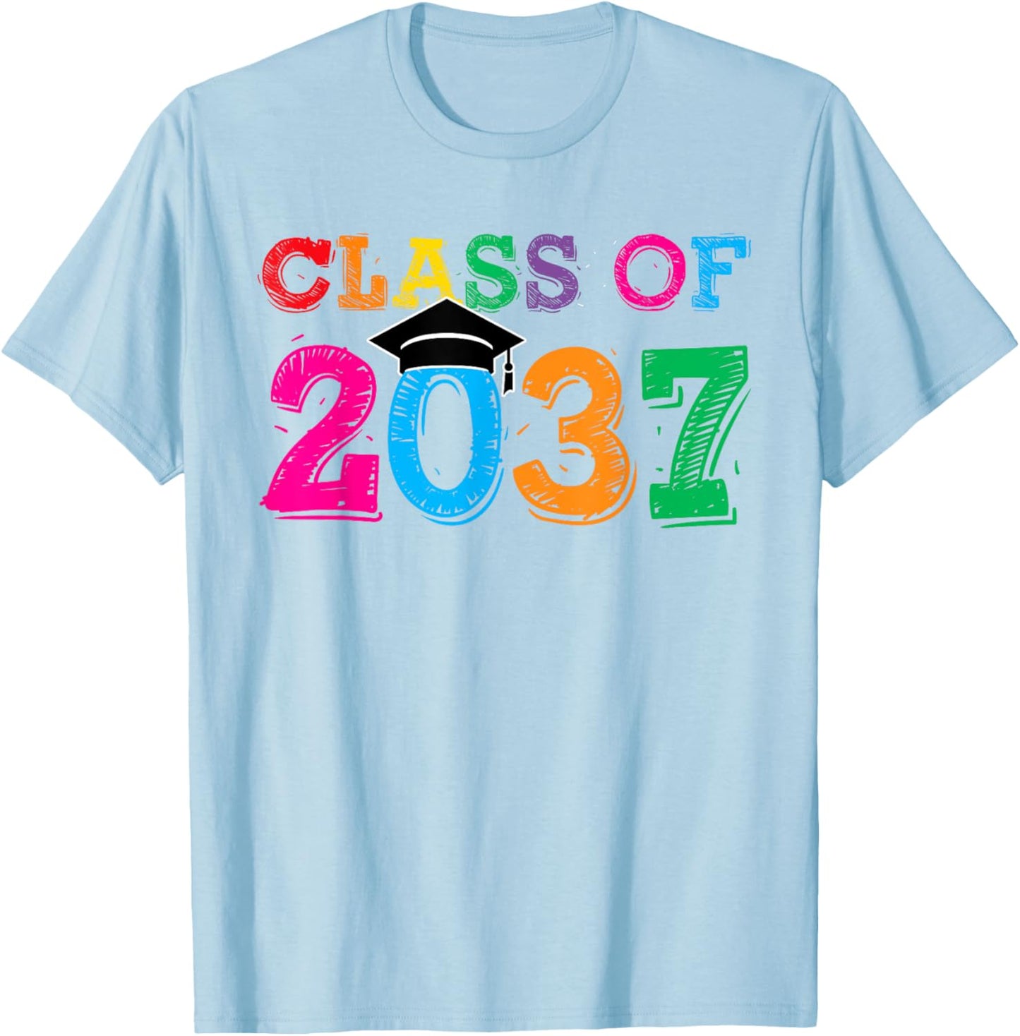 Class Of 2037 Grow With Me Shirt, Class 2037 Graduation T-Shirt - T-Shirt | Light Blue