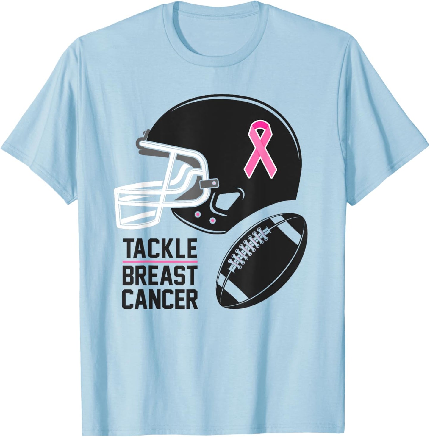 Tackle Breast Cancer Shirt Football Breast Cancer Awareness T-Shirt - T-Shirt | Light Blue