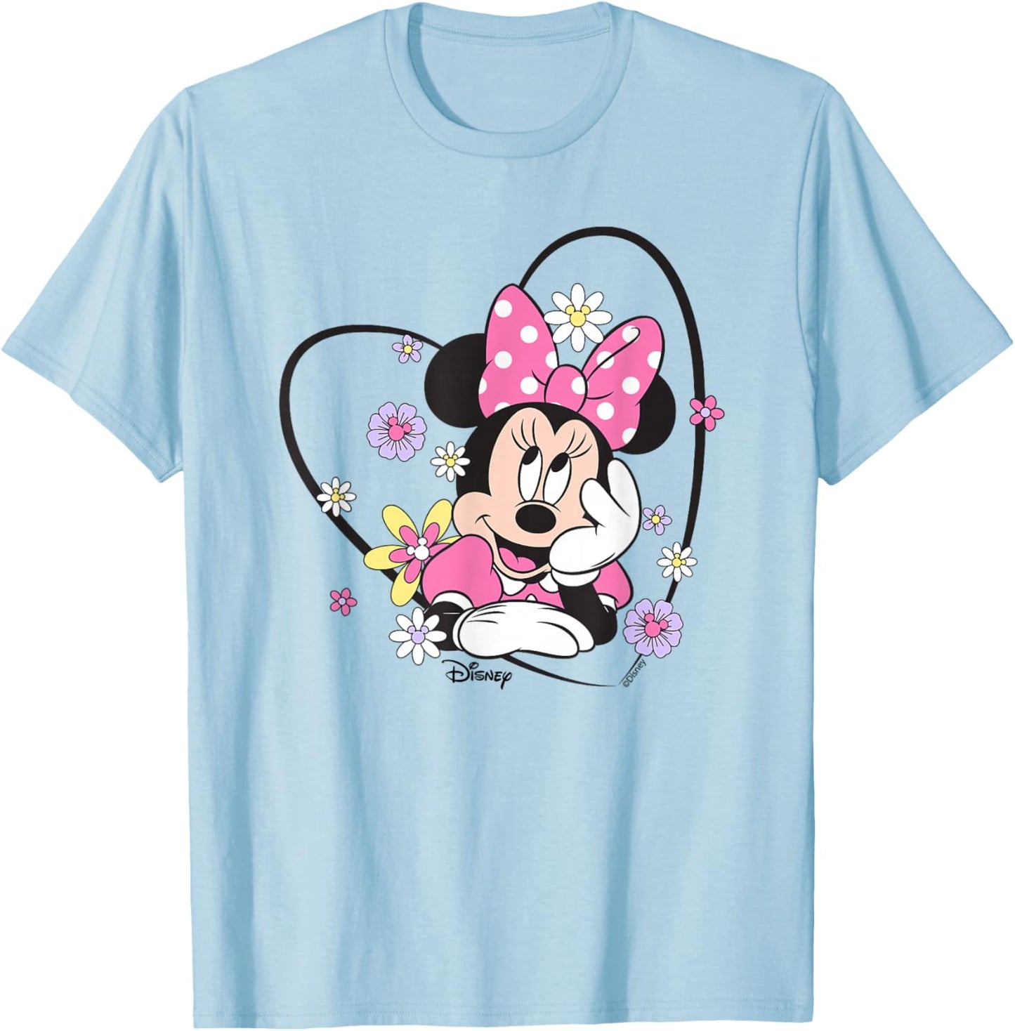 Disney Minnie Mouse Pastel Floral Spring T-Shirt - T-Shirt | Light Blue