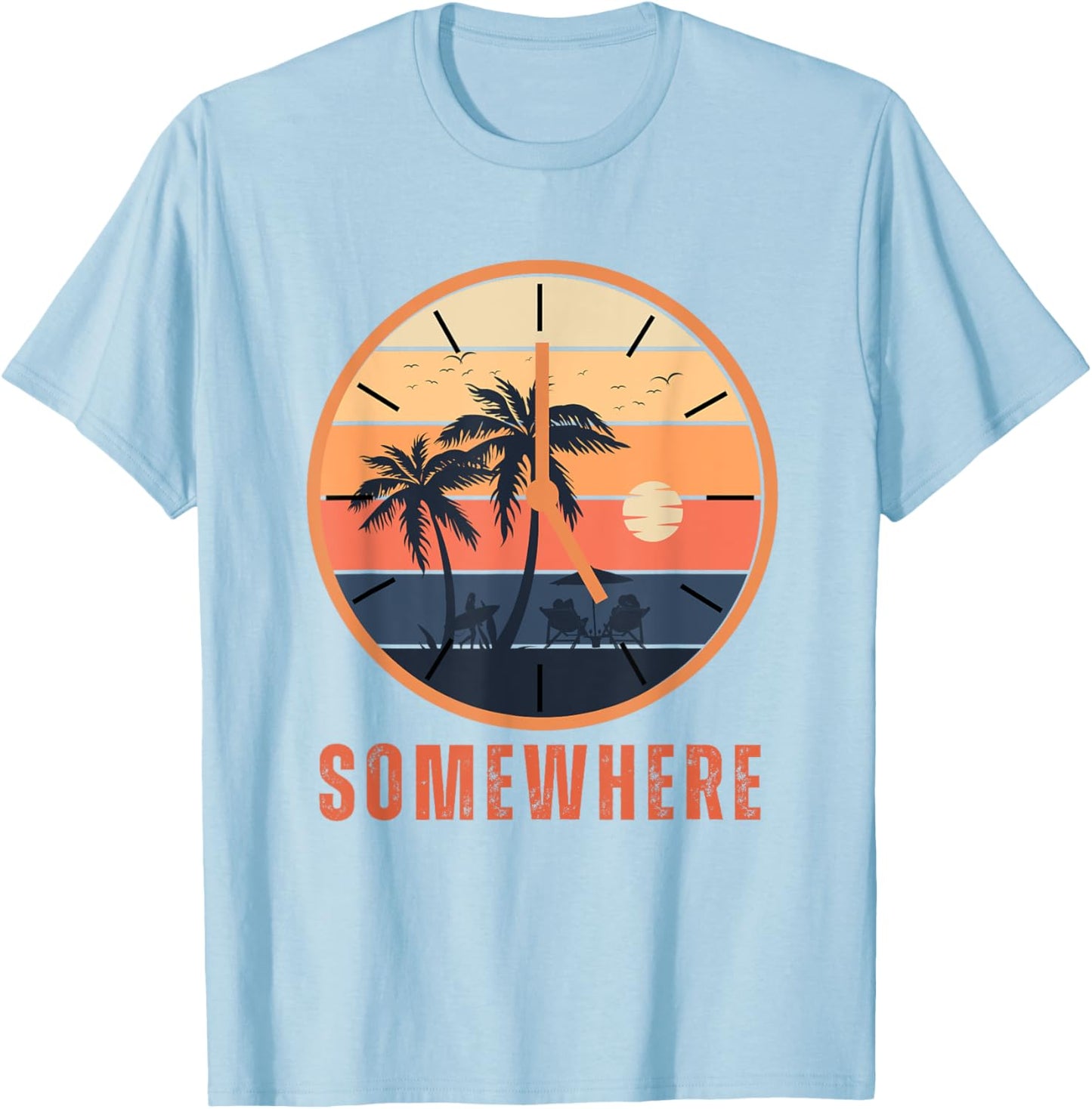 It's 5 O'clock Somewhere Retro Sunset Beach Shirt Women T-Shirt - T-Shirt | Light Blue