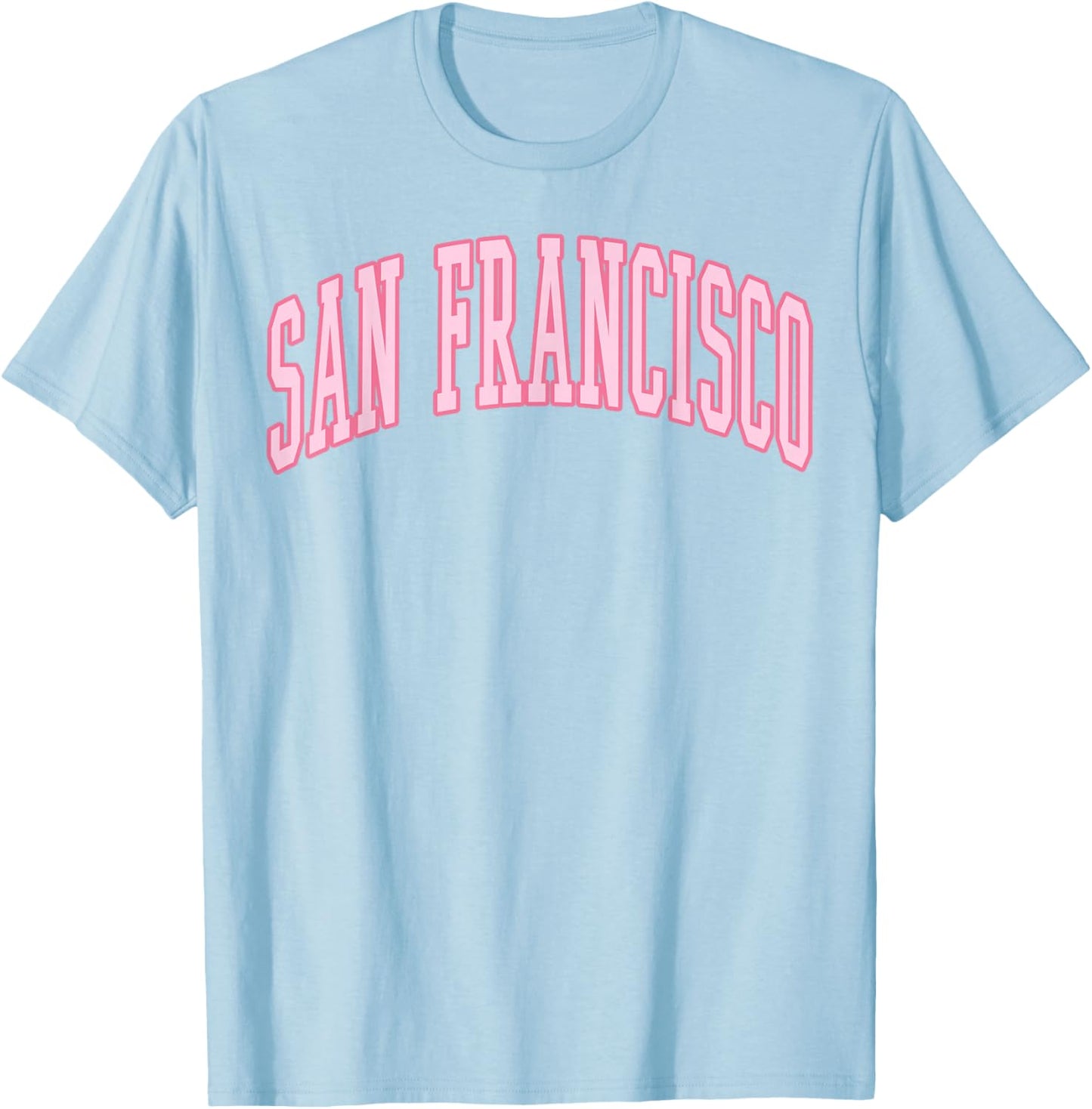 San Francisco Vintage Preppy Varsity Pink Sports T-Shirt - T-Shirt | Light Blue