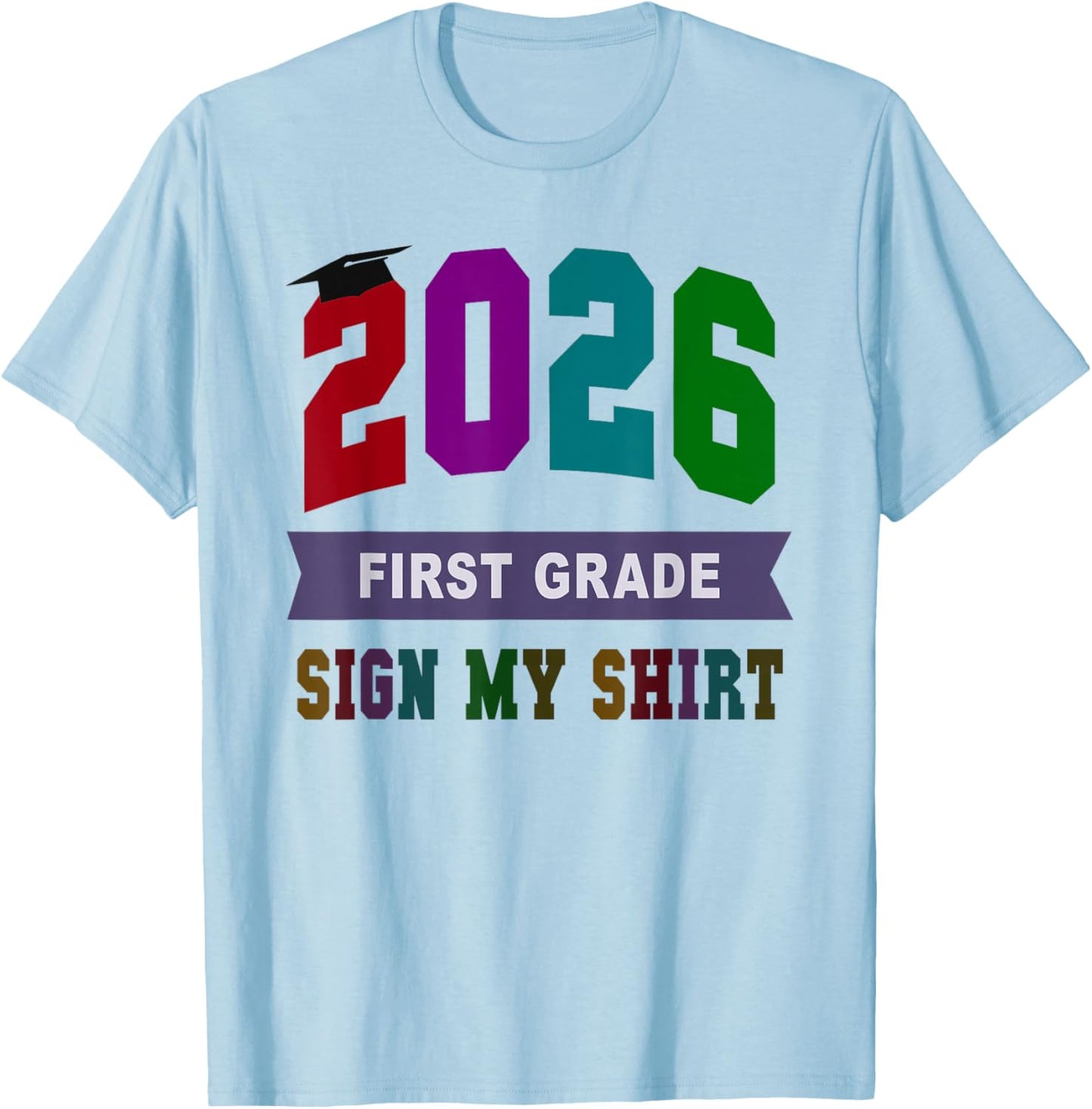 Cute 1st Grade Last Day 2026 Write My Autographs Throwback T-Shirt - T-Shirt | Light Blue