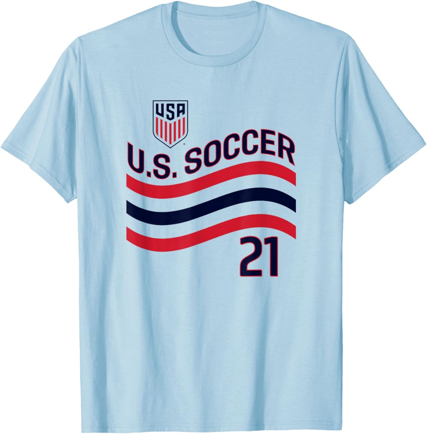 Tim Weah 21 White USMNT Officially Licensed T-Shirt - T-Shirt | Light Blue