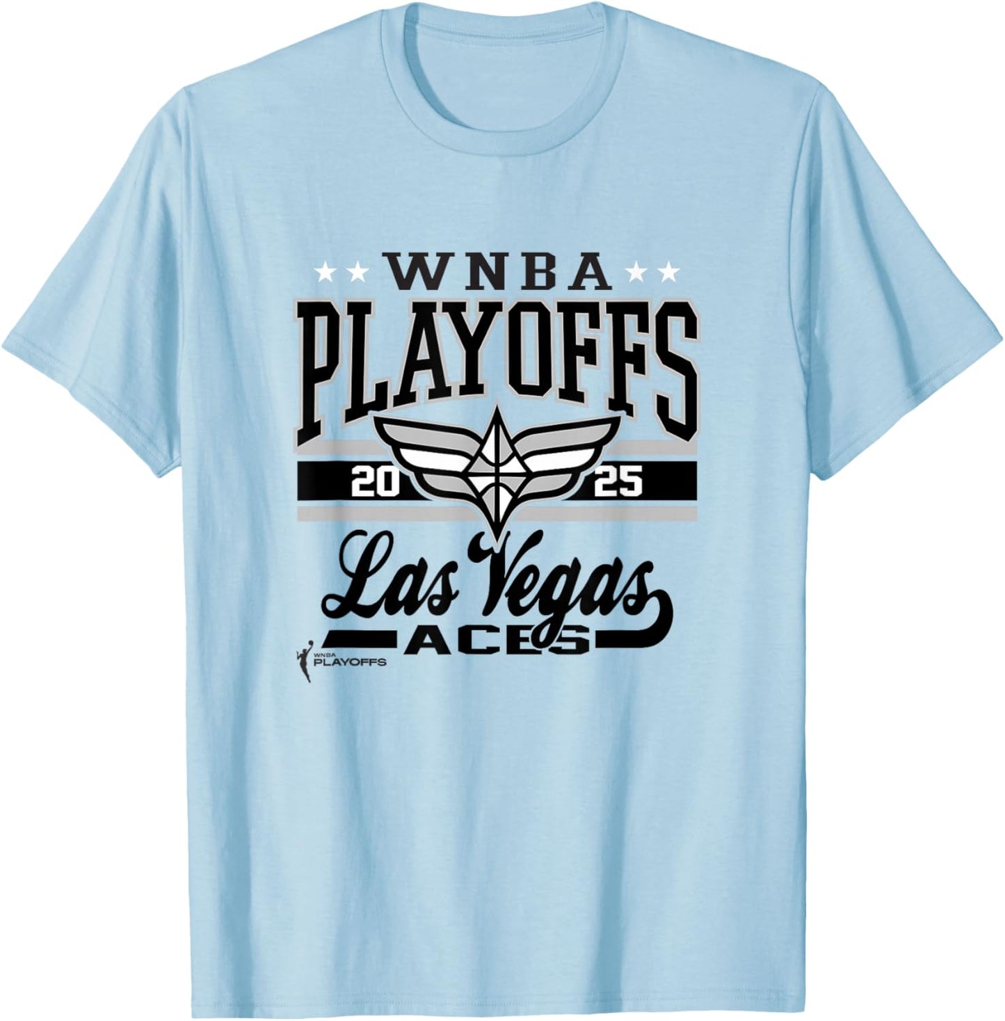 WNBA Official Las Vegas Aces 2025 Playoffs Time for Action T-Shirt - T-Shirt | Light Blue