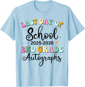 Last Day of School Autograph 2nd Grade Graduation Boys Girls T-Shirt - T-Shirt | Light Blue