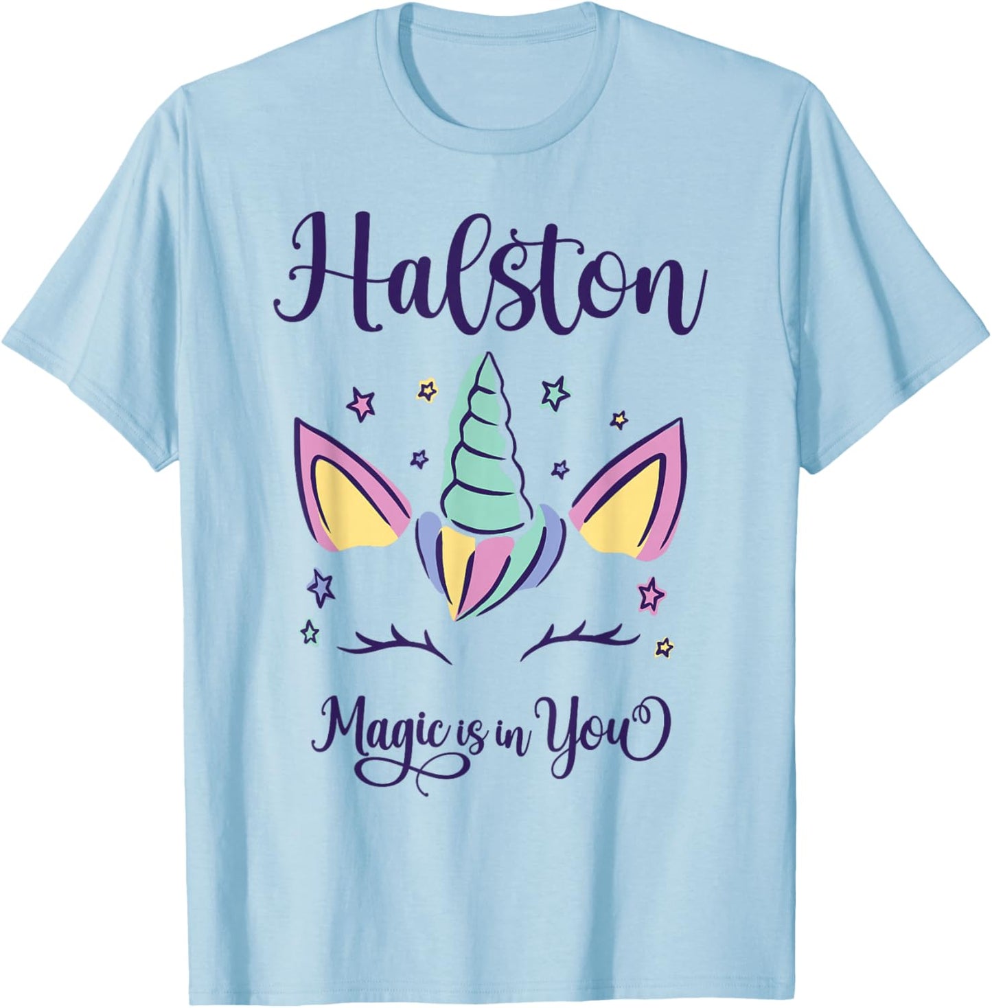 First Name Halston Personalized Halston T-Shirt - T-Shirt | Light Blue