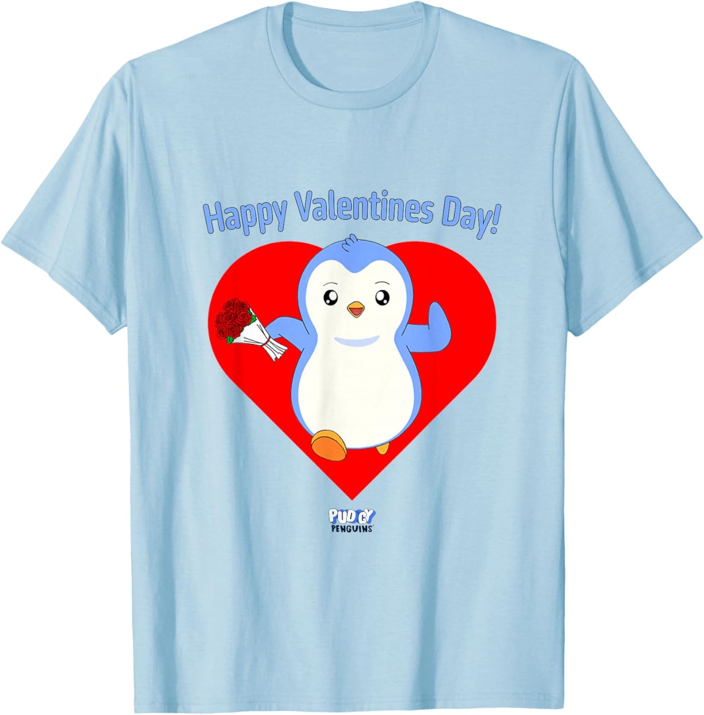 Official Pudgy Penguins Product | It's Valentine's Day | Pengu T-Shirt - T-Shirt | Light Blue