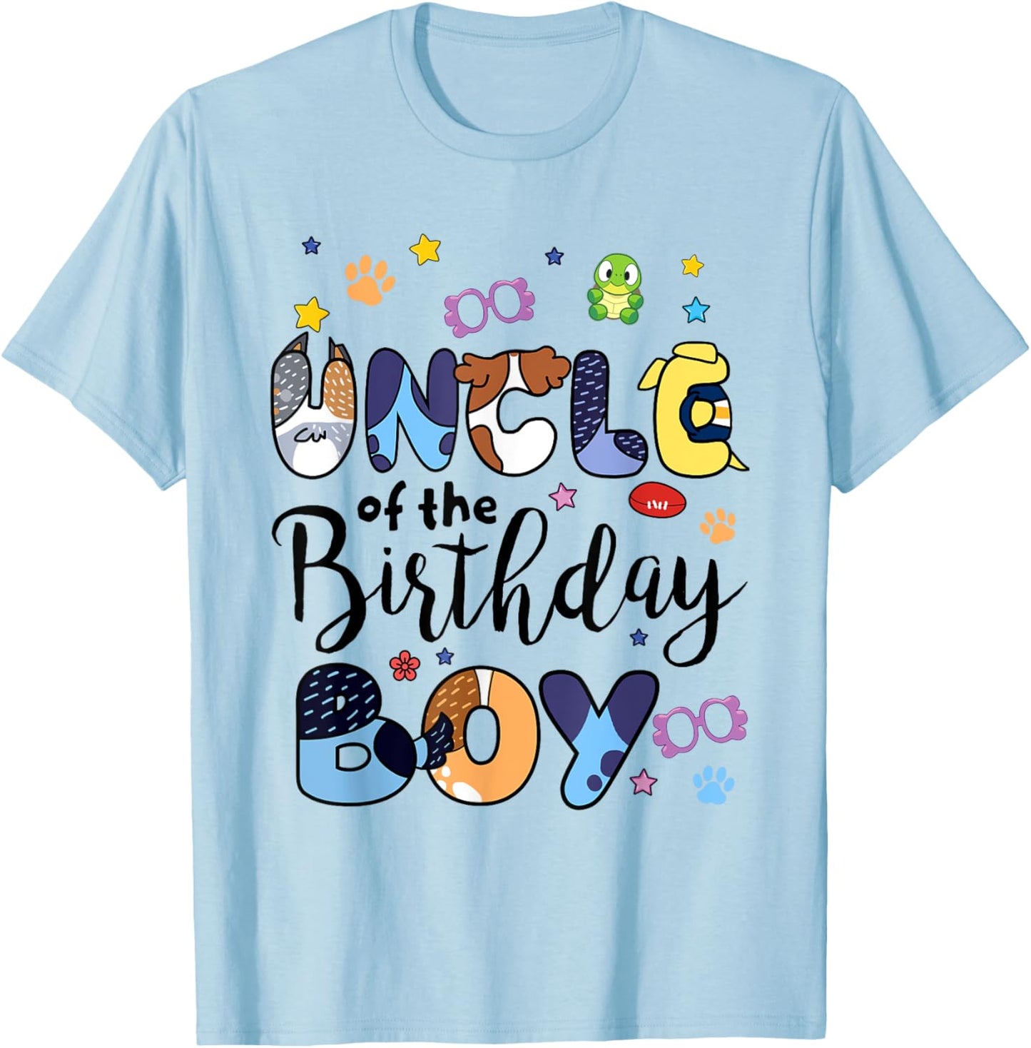 Blue Heeler Dog Uncle Of Birthday Boy Paw Family Matching T-Shirt - T-Shirt | Light Blue
