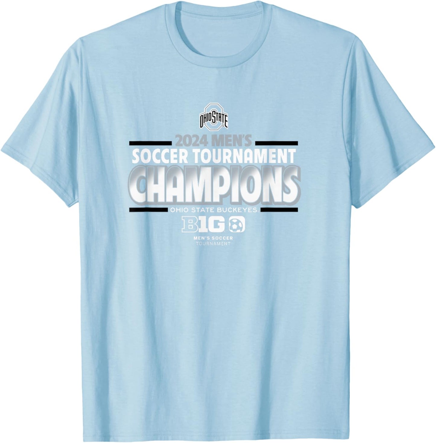 Ohio State Buckeyes Big Ten Champs 2024 Men's Soccer Red T-Shirt - T-Shirt | Light Blue