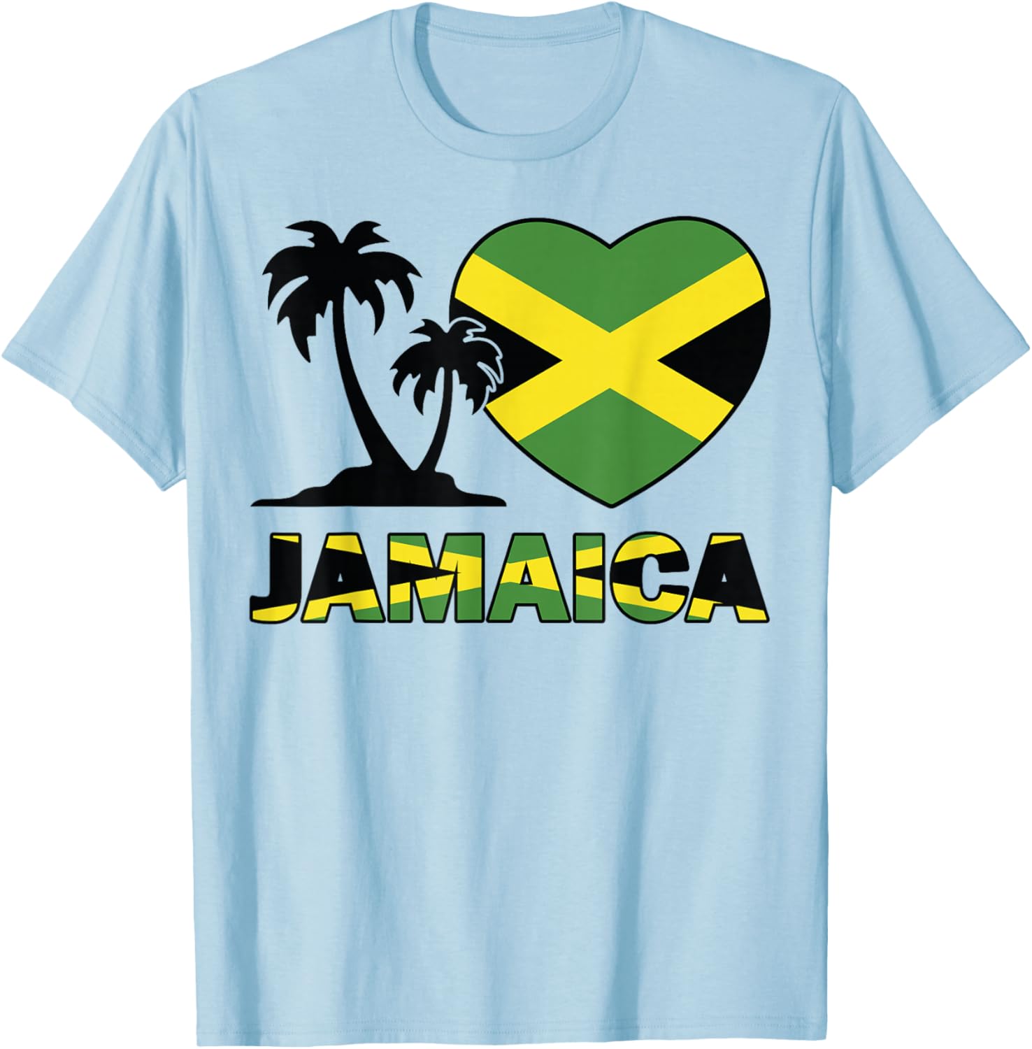 Women Jamaica-Shirt Jamaican Flag Men Kids Girl Heart I Love T-Shirt - T-Shirt | Light Blue