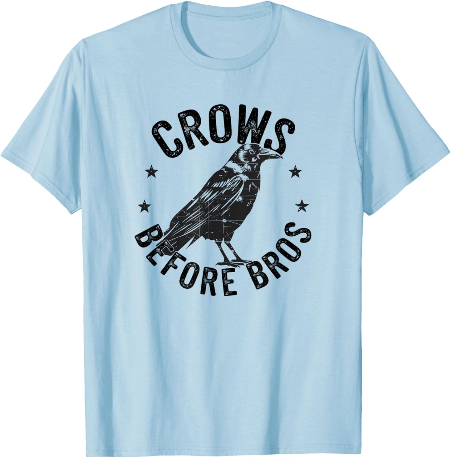Crows Before Bros Grunge Raven T-Shirt - T-Shirt | Light Blue