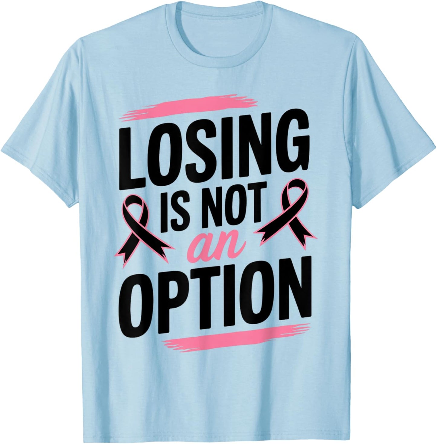 Pink Ribbon Breast Cancer Awareness T-Shirt - T-Shirt | Light Blue