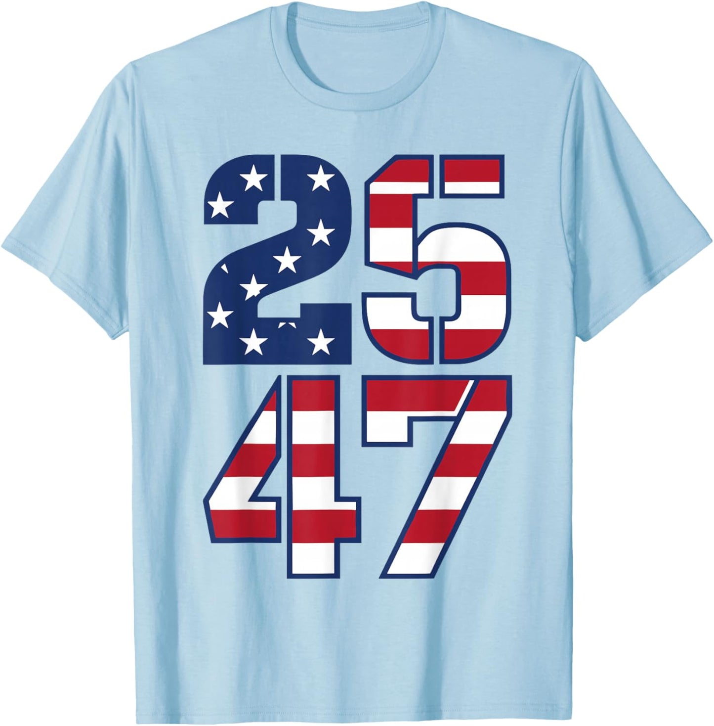 2547 Patriotic Vintage USA American Flag 25 47 T-Shirt - T-Shirt | Light Blue