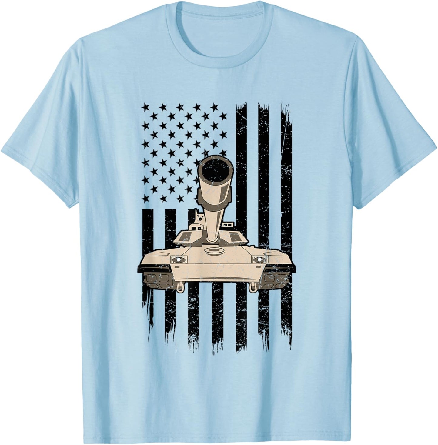 M1 Abrams Tank Flag American US Military Tanker T-Shirt - T-Shirt | Light Blue