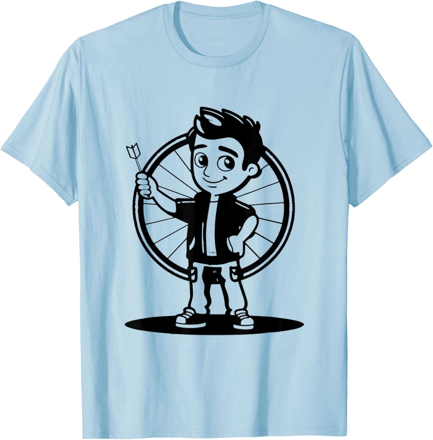 Darts Boy Cartoon Look for Boys T-Shirt - T-Shirt | Light Blue