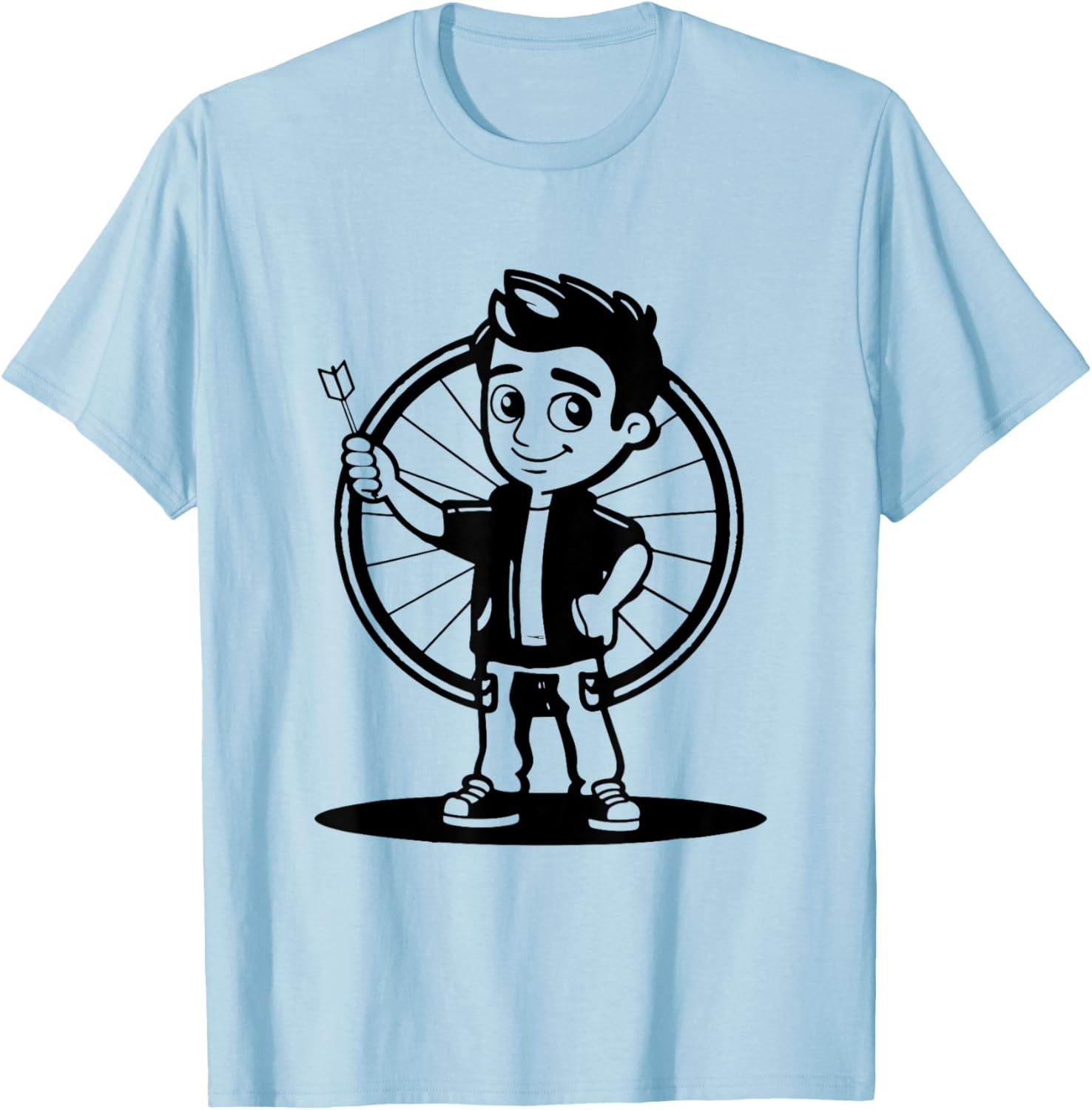 Darts Boy Cartoon Look for Boys T-Shirt - T-Shirt | Light Blue