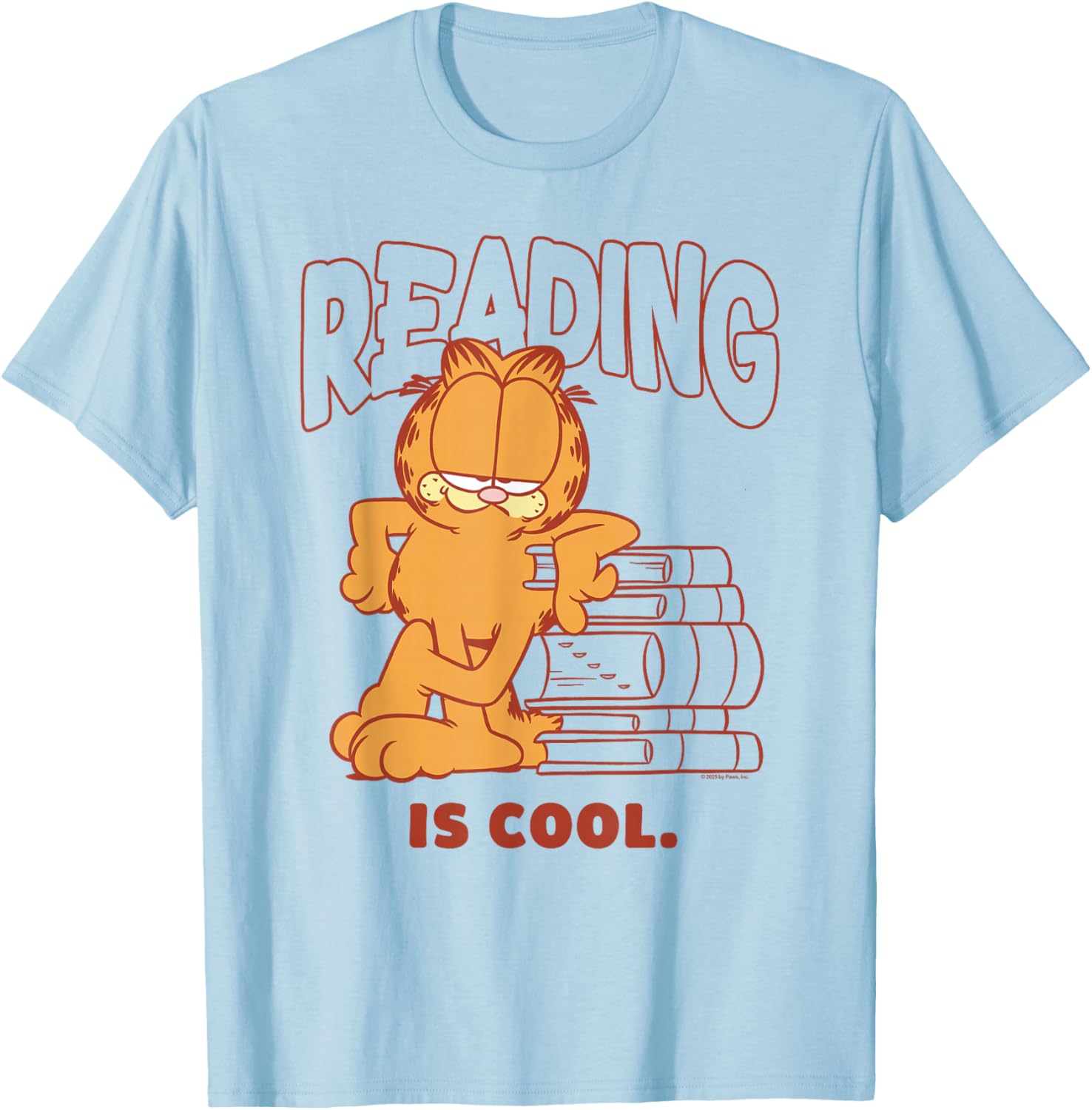 Garfield Reading is Cool Classic 90's Retro T-Shirt - T-Shirt | Light Blue