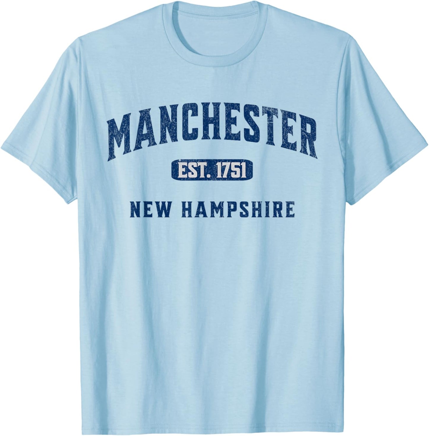 Vintage Athletic NH Souvenir Visit Manchester New Hampshire T-Shirt - T-Shirt | Light Blue