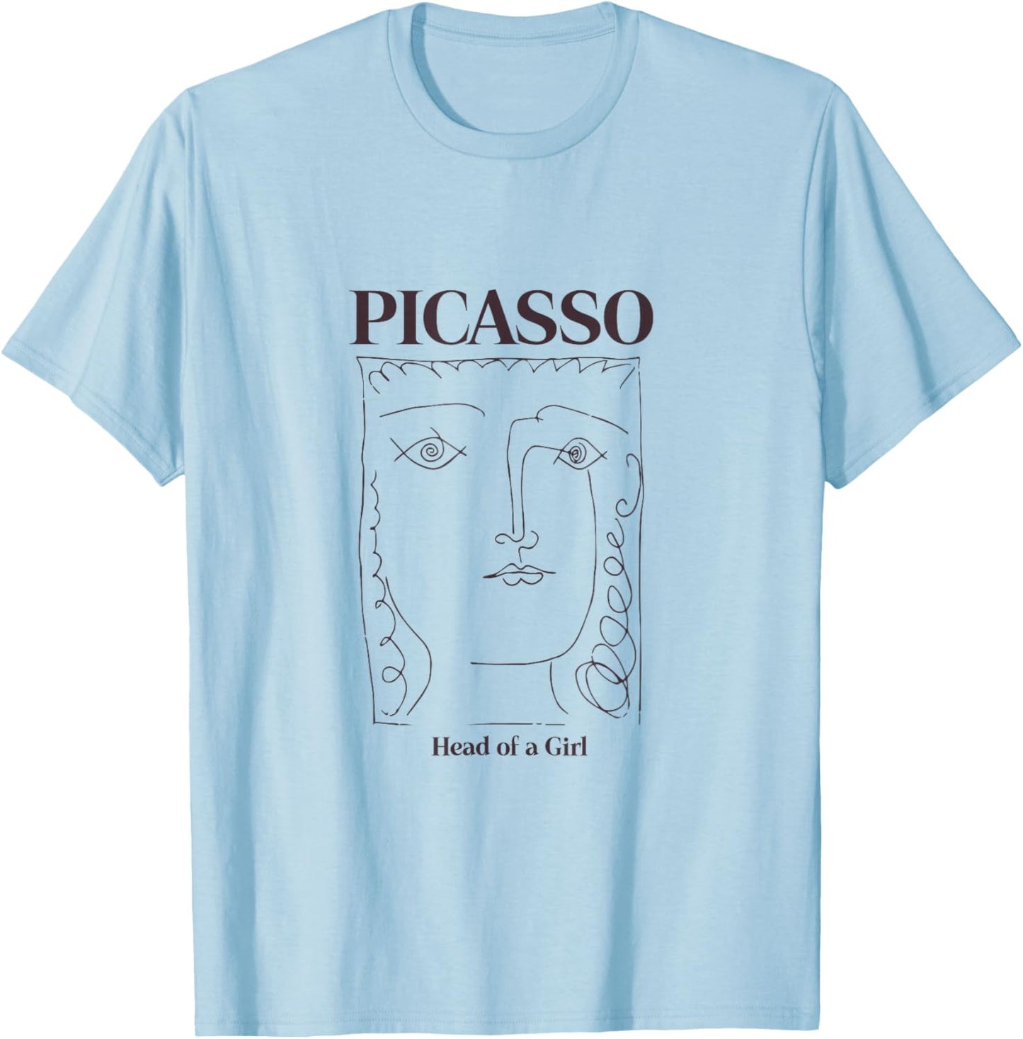 Cute Pablo Picasso Head Of A Girl Art Sketch PAPL2476 T-Shirt - T-Shirt | Light Blue