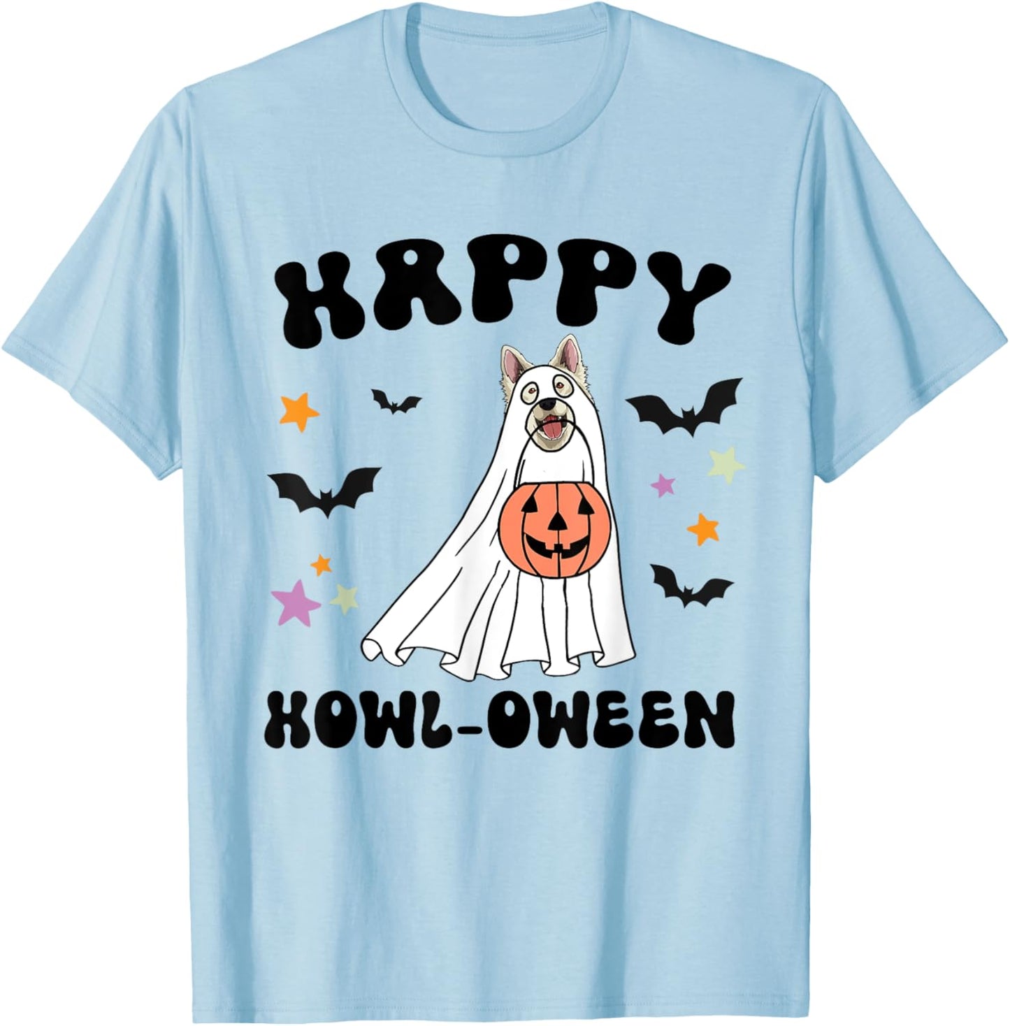 White German Shepherd Boo Dog Lover Costume Happy Halloween T-Shirt - T-Shirt | Light Blue