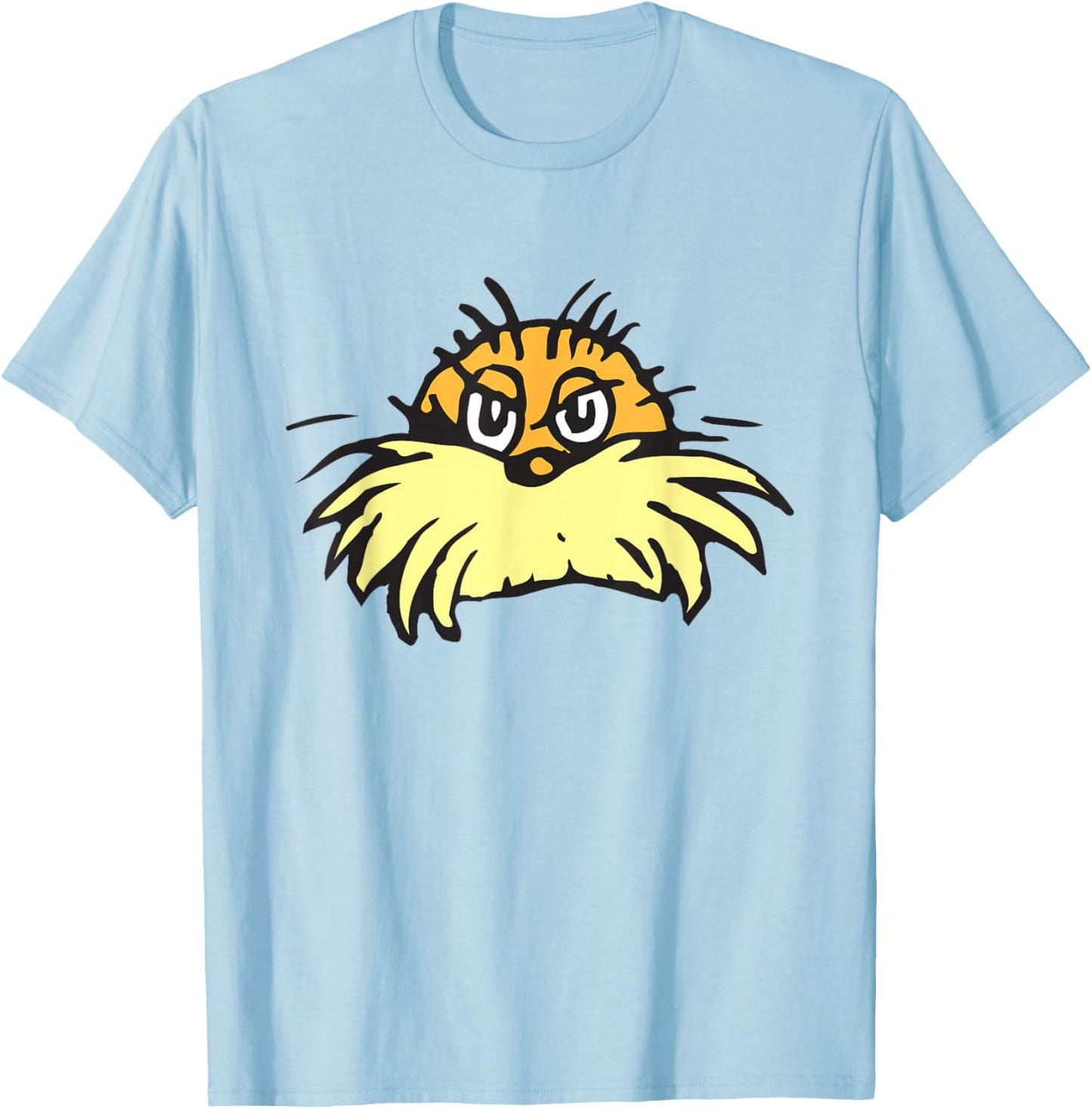 Dr. Seuss The Lorax Face - , Blue, Small, Short Sleeve, Cotton Blend, Classic Fit T-Shirt - T-Shirt | Light Blue