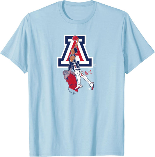 Caleb Love - Poster Dunk - Arizona Wildcats Basketball T-Shirt - T-Shirt | Light Blue