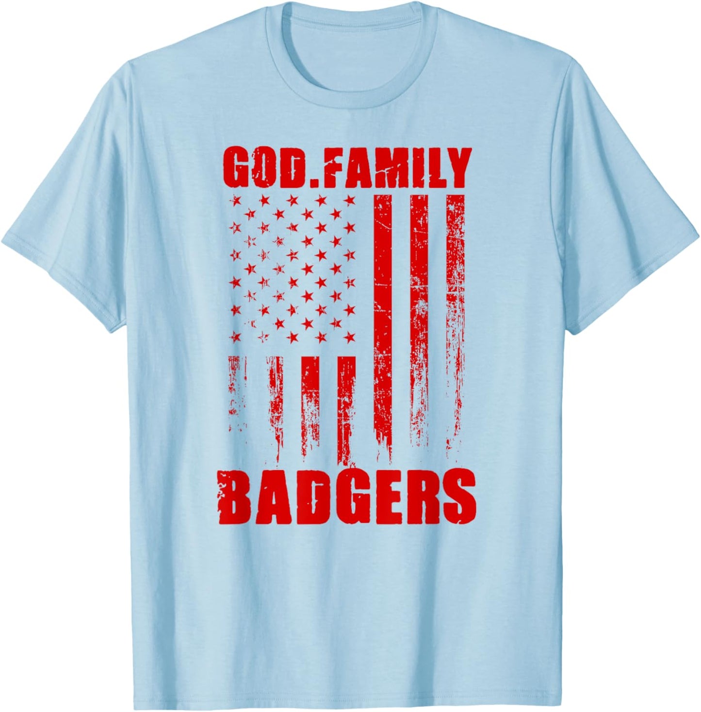 Arkadelphia Badgers God. Family. Vintage USA Flag T-Shirt - T-Shirt | Light Blue