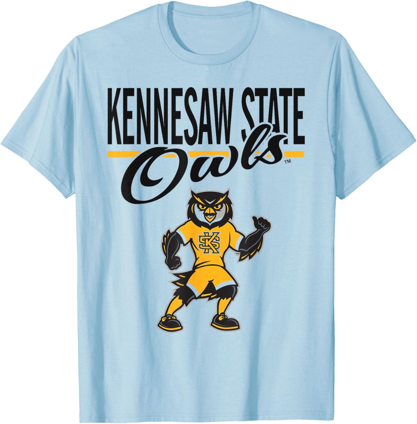 Kennesaw State Owls Mascot White Officially Licensed T-Shirt - T-Shirt | Light Blue