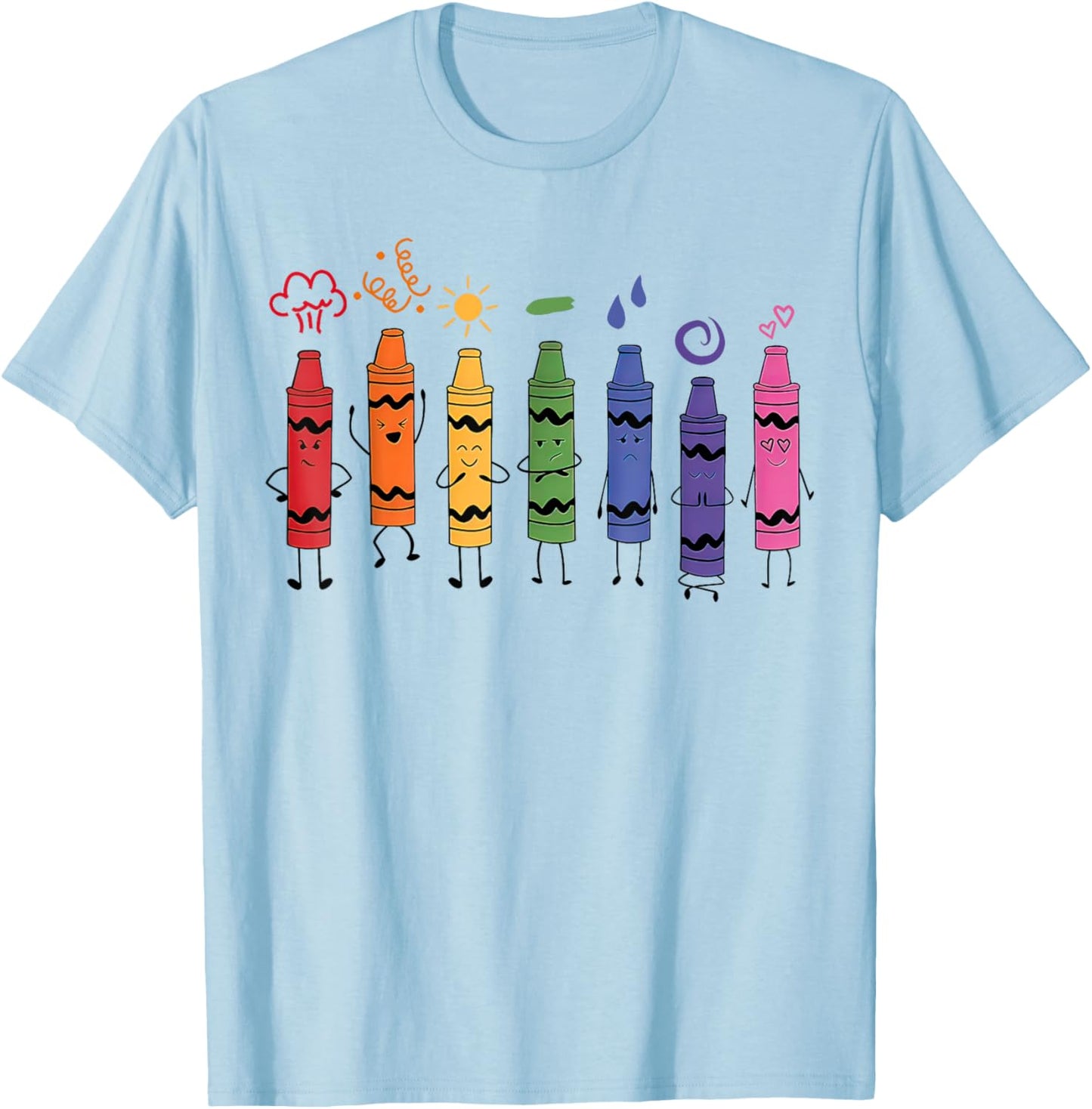 Mood Color Crayons Teacher T-Shirt - T-Shirt | Light Blue