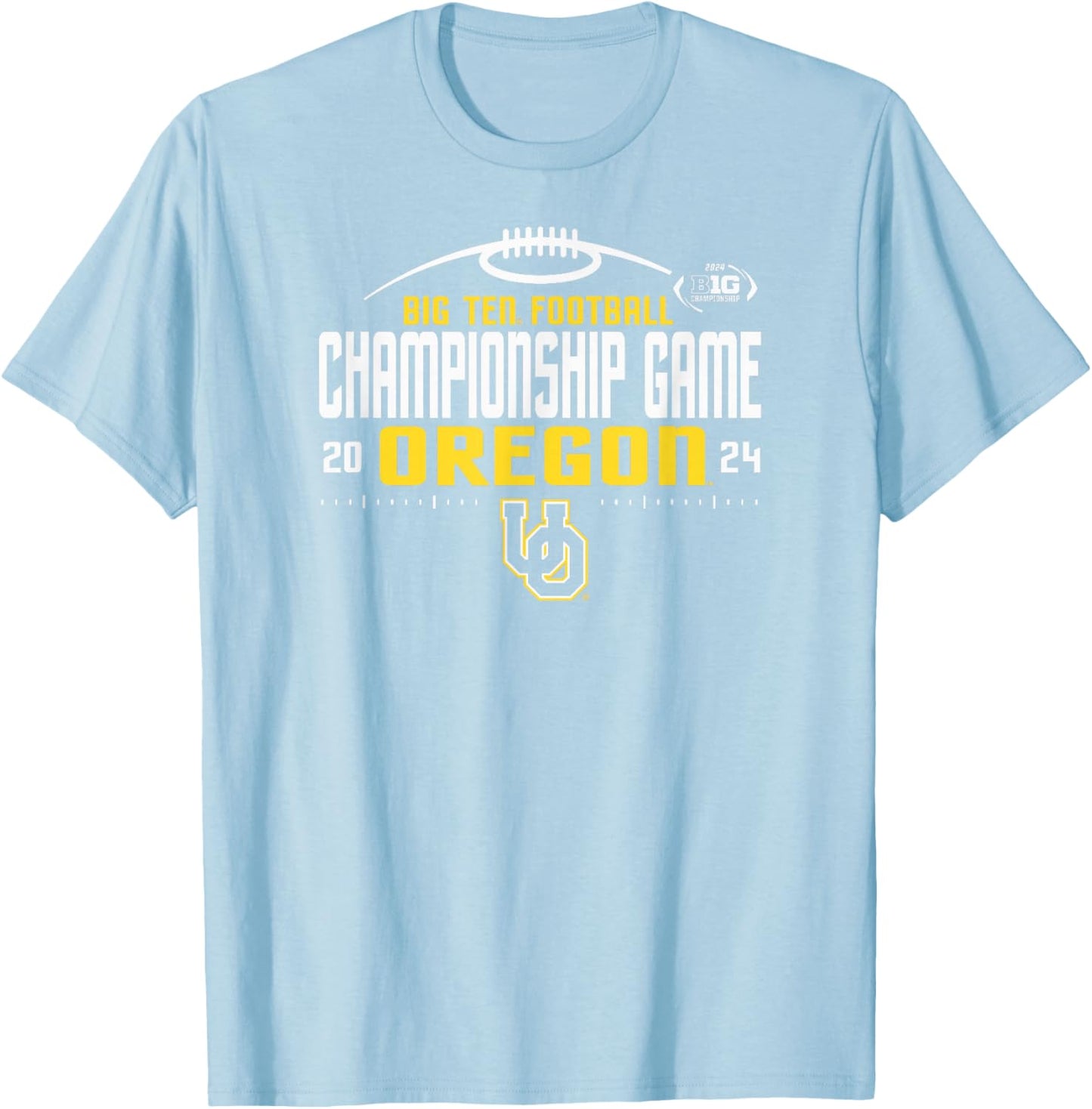 Oregon Ducks Big Ten Championship 2024 Football Laces Green T-Shirt - T-Shirt | Light Blue