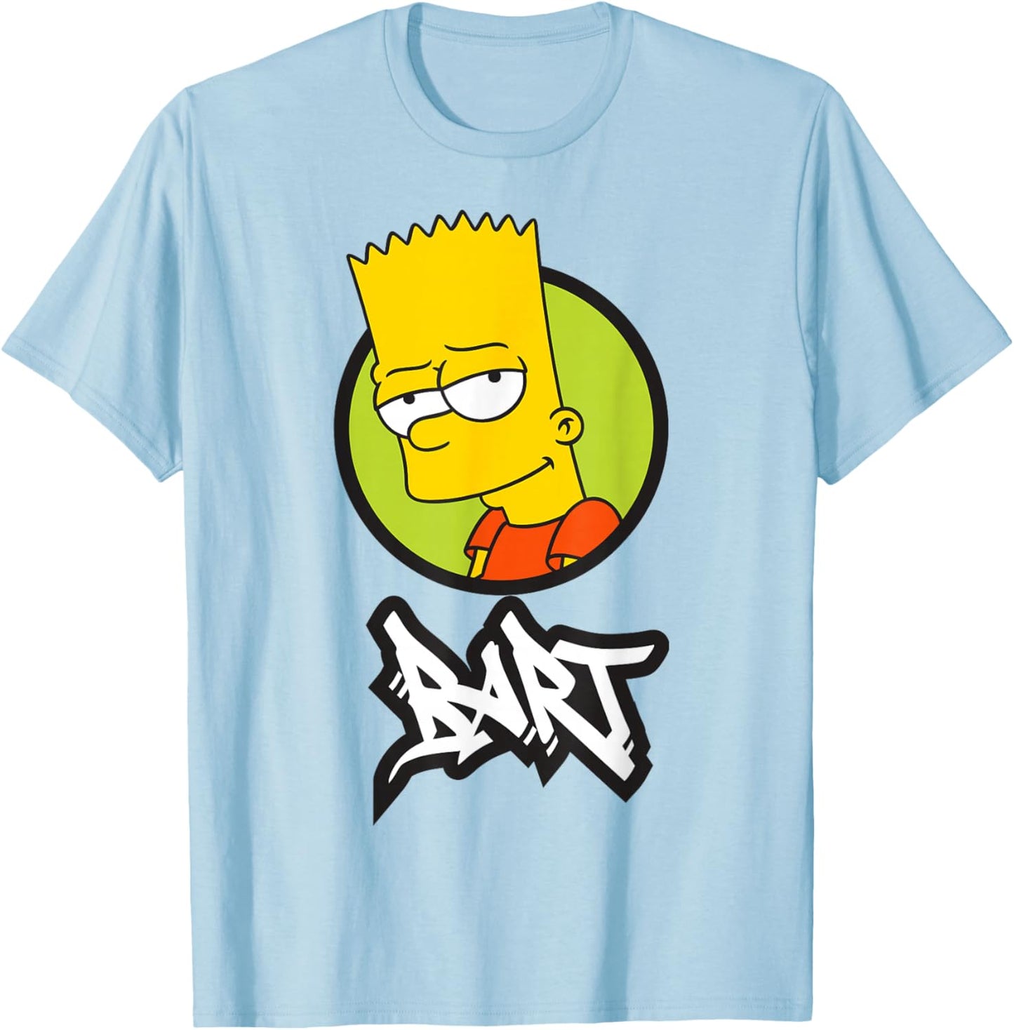 The Simpsons Bart Graffiti Logo Smirking Portrait T-Shirt - T-Shirt | Light Blue